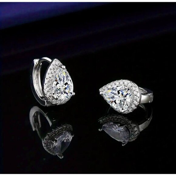 Sterling Silver Pear Drop Earrings - Picture 1 of 5